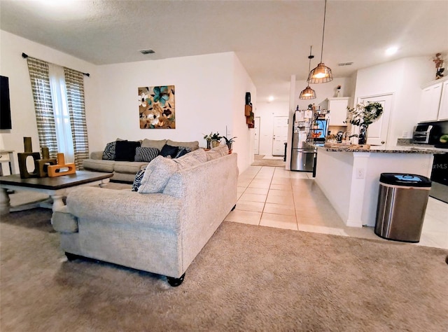 view of tiled living room