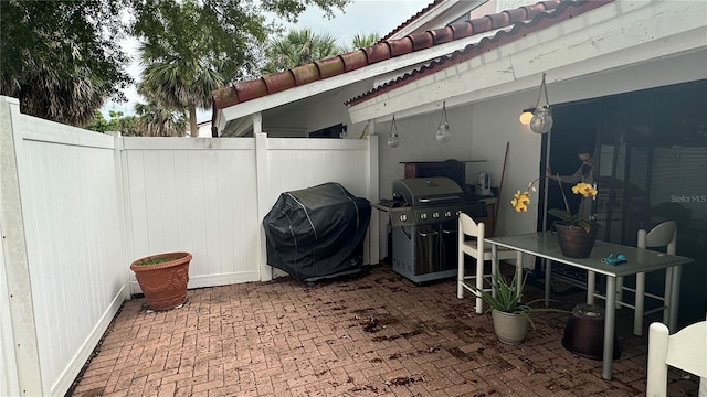 view of patio with area for grilling