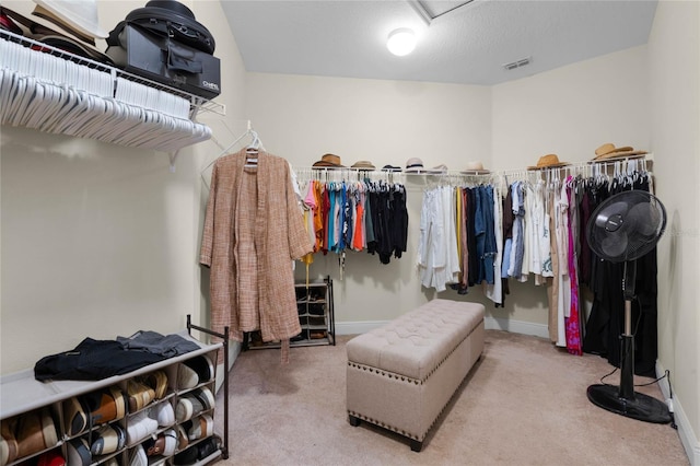 spacious closet with carpet flooring