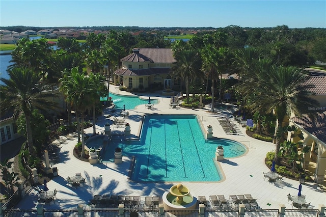 view of pool featuring a patio