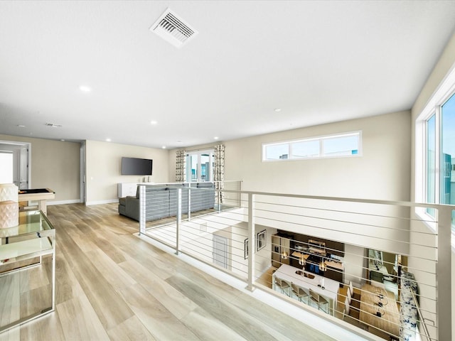 living room with light wood-type flooring