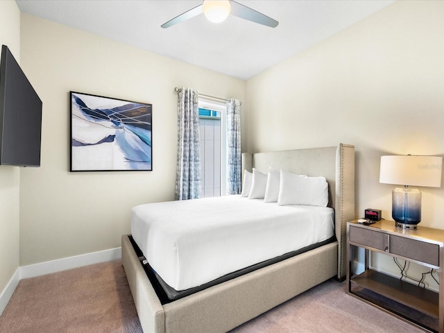 bedroom with carpet floors and ceiling fan