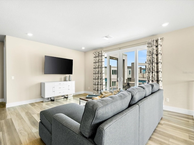 living room featuring light hardwood / wood-style floors