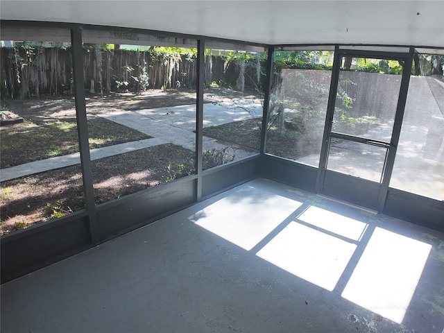 view of unfurnished sunroom