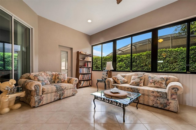 view of tiled living room