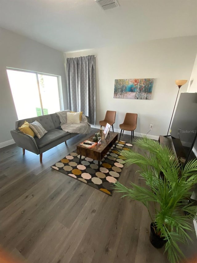 living room with hardwood / wood-style flooring