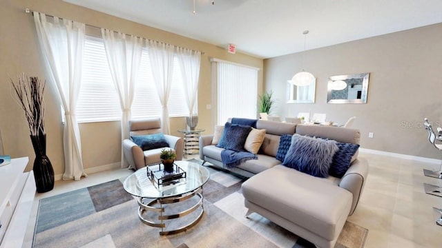 view of tiled living room