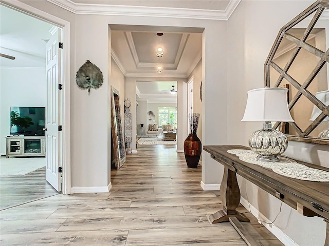 hall with wood-type flooring