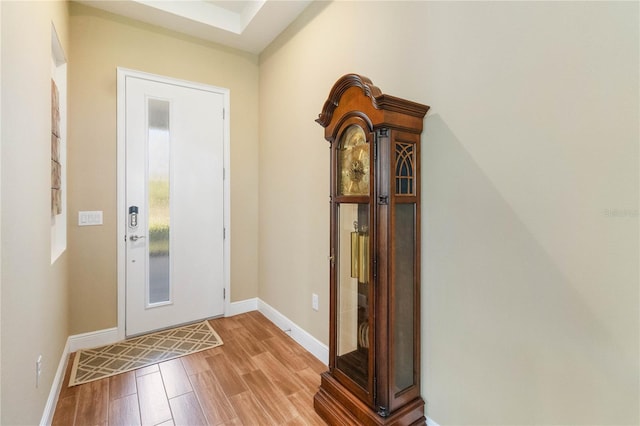 entryway with light hardwood / wood-style floors