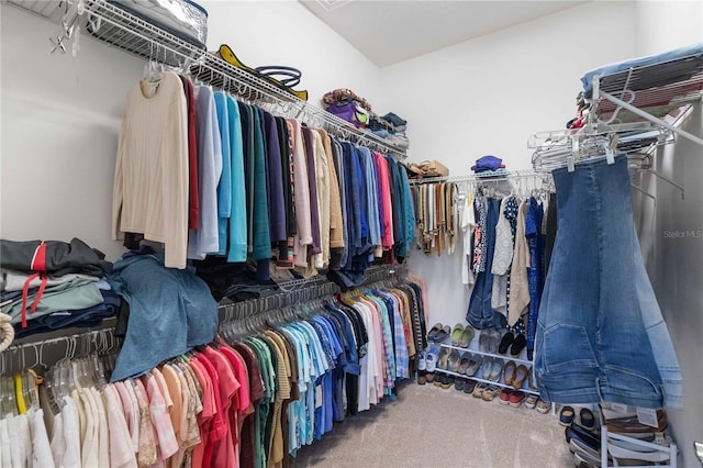 spacious closet featuring carpet floors