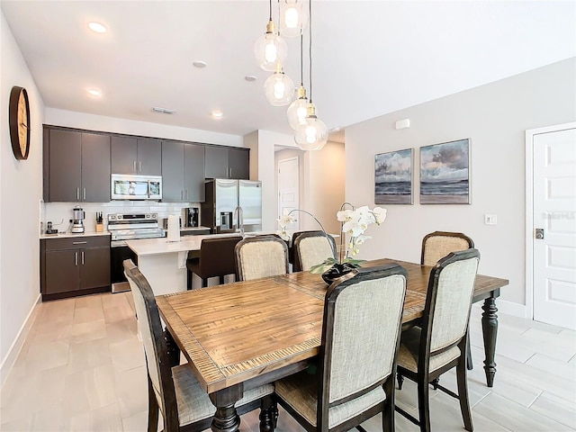 view of tiled dining space