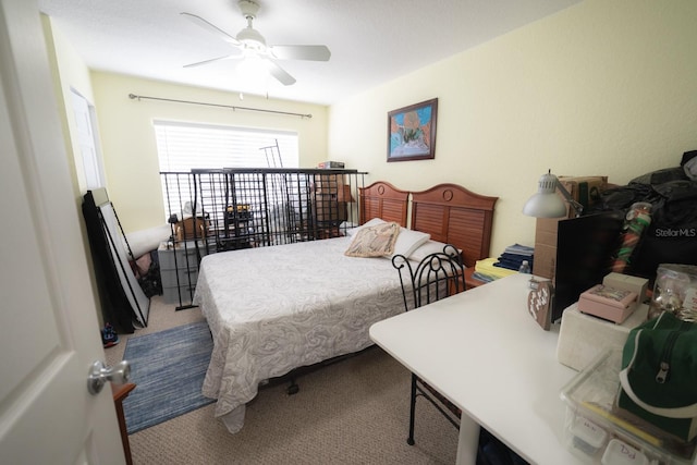 bedroom with carpet floors and ceiling fan