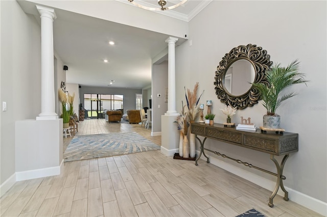 entryway with crown molding