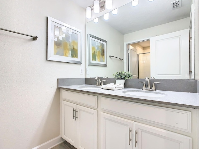 bathroom with double vanity