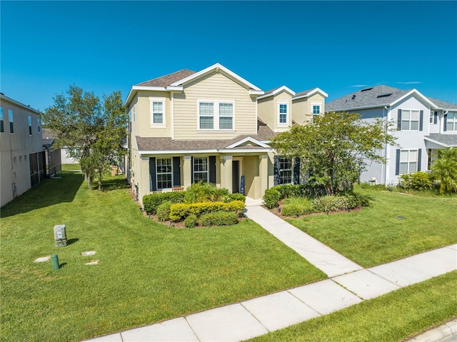 view of front of property featuring a front yard