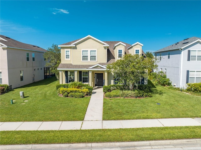 view of front of home featuring a front lawn and a porch