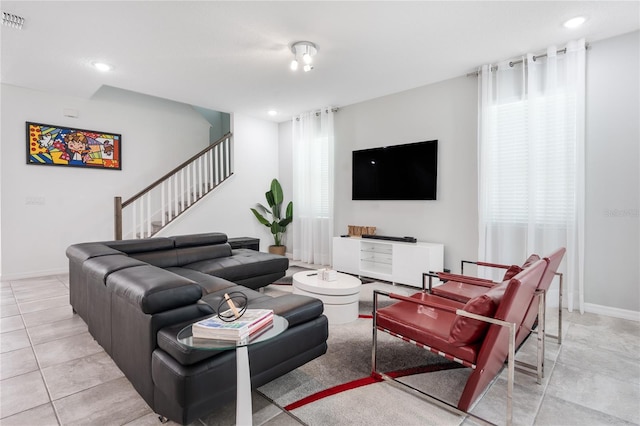 view of tiled living room