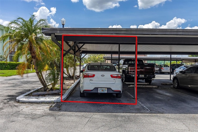 view of covered parking lot