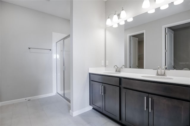 bathroom featuring vanity and walk in shower