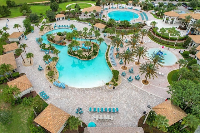 view of swimming pool with a patio