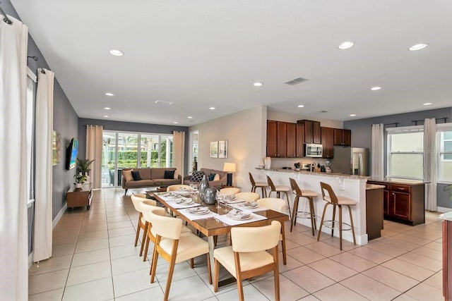 view of tiled dining room