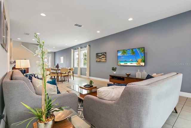 view of tiled living room