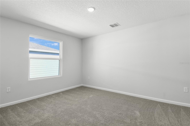 spare room featuring carpet and a textured ceiling