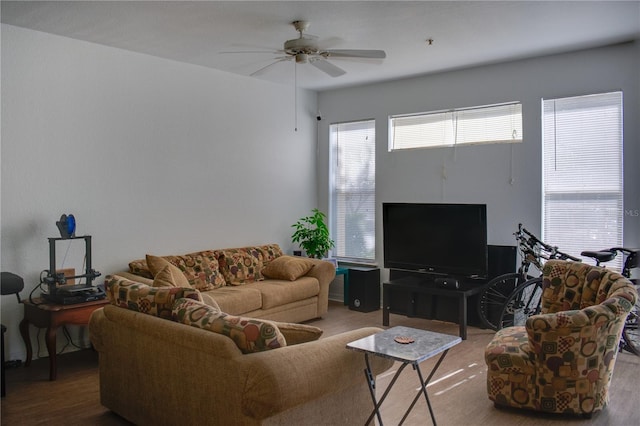 1100 Lake Shadow Cir Unit 2101, Maitland, FL 32751 - living room with ceiling fan and wood finished floors