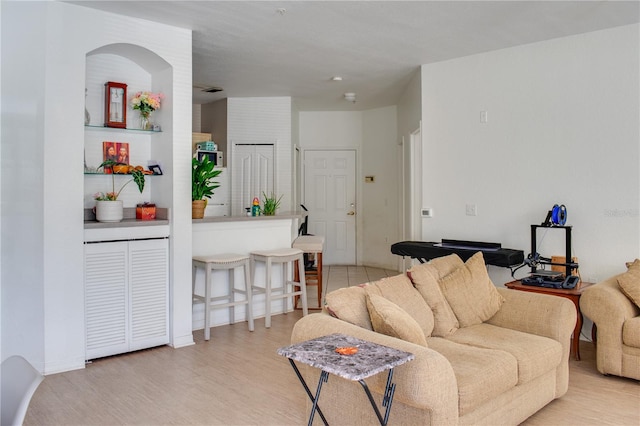 living room featuring light hardwood / wood-style flooring