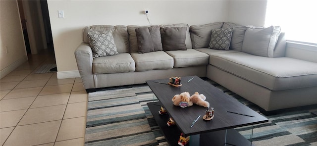 view of tiled living room