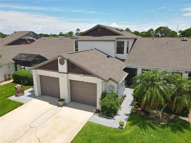 view of front of home featuring a front lawn