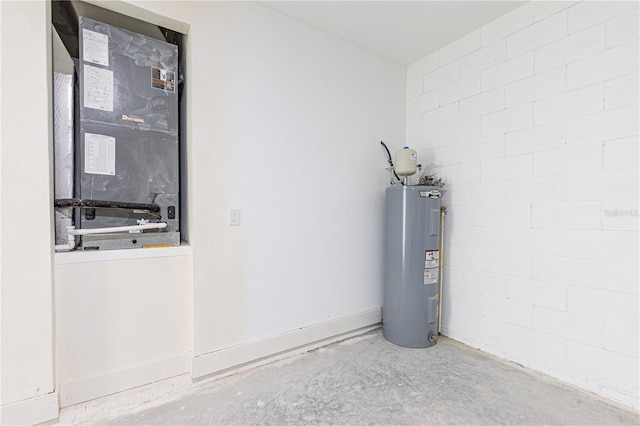 utility room with water heater