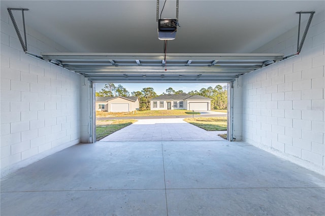 garage with a garage door opener