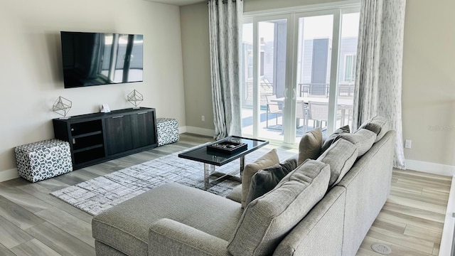 living room with light wood-type flooring