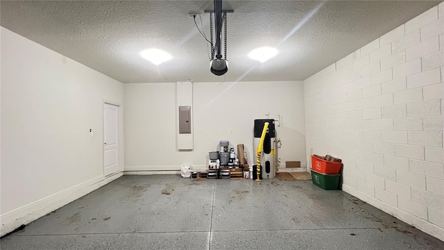 garage featuring a garage door opener and electric panel