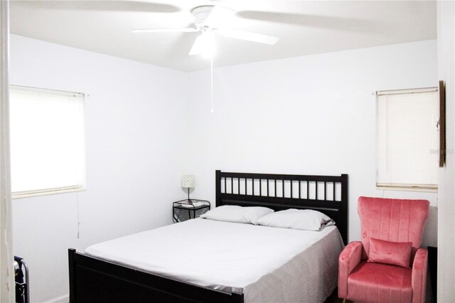 bedroom featuring ceiling fan