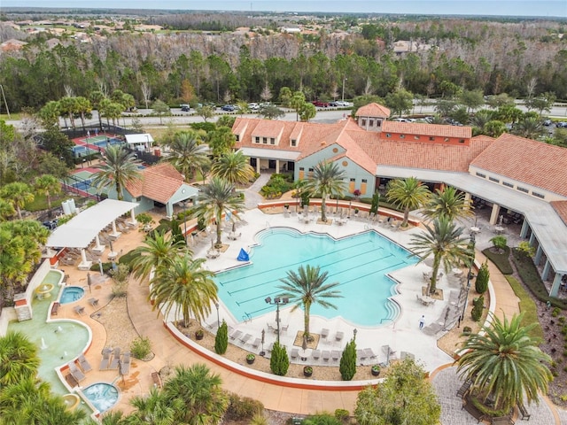 view of swimming pool with a patio area