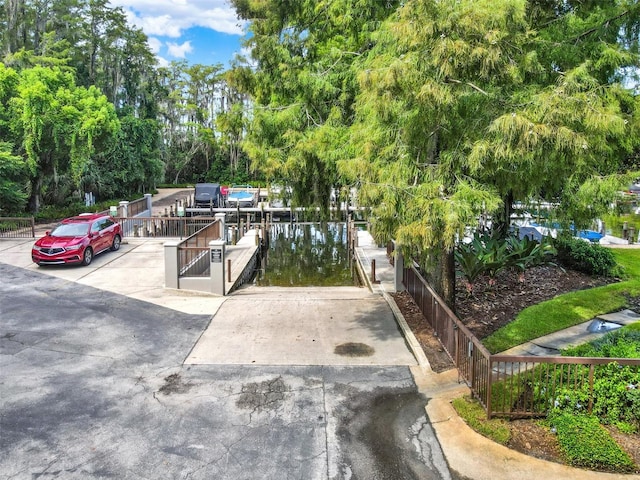 exterior space featuring a boat dock