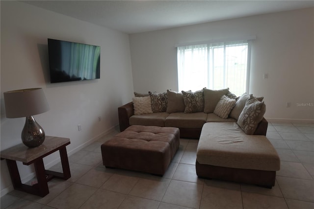 view of tiled living room