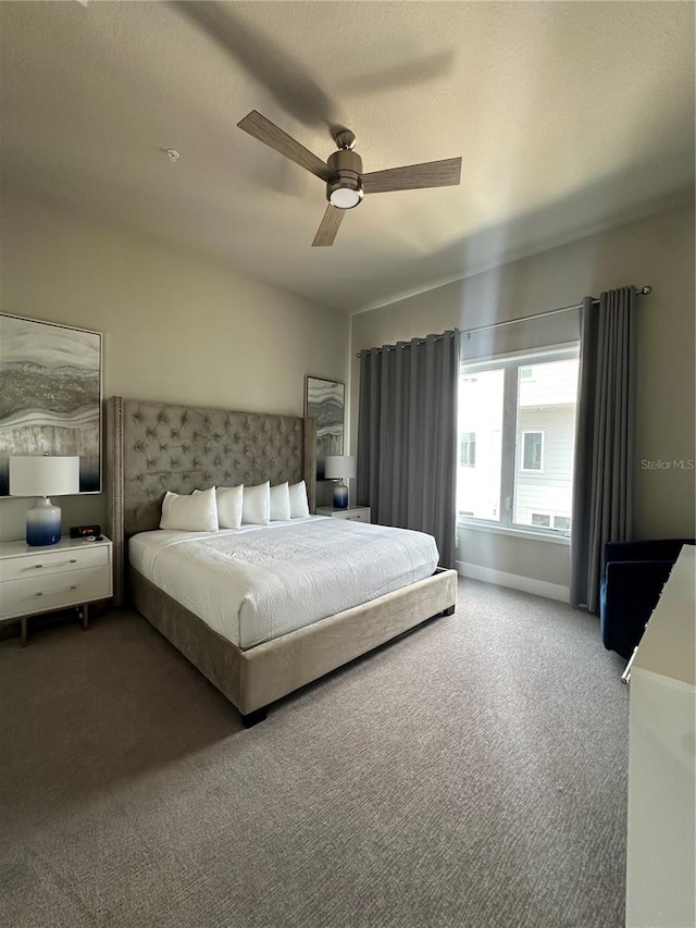 bedroom with carpet and ceiling fan