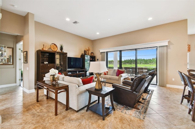 view of tiled living room