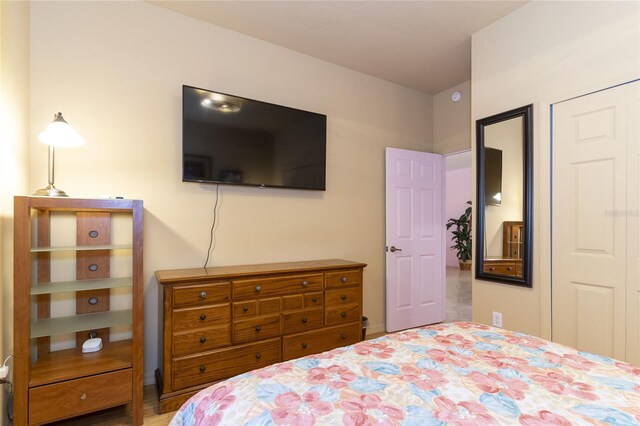 bedroom with hardwood / wood-style flooring