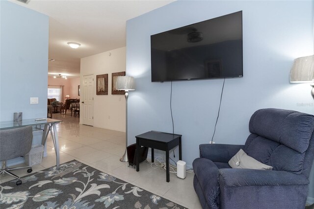 view of tiled living room