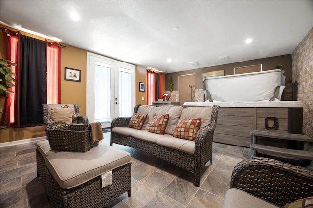 living room featuring french doors