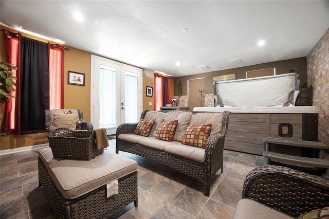 living room with french doors