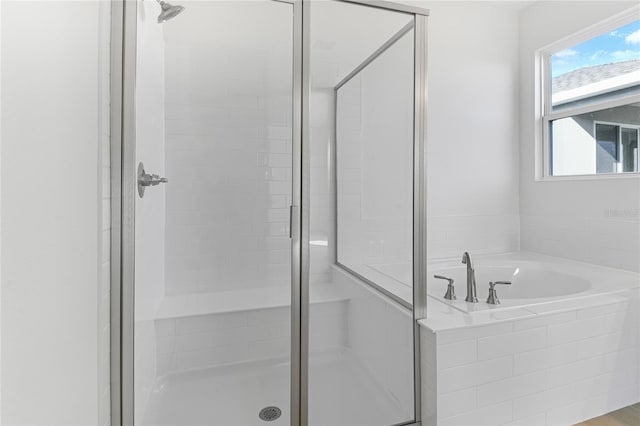 bathroom with plus walk in shower