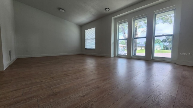 unfurnished room featuring dark hardwood / wood-style flooring and a healthy amount of sunlight