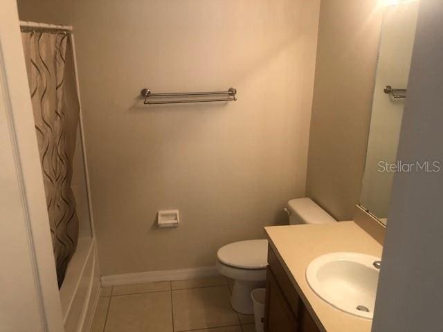 bathroom featuring tile patterned flooring, vanity, and toilet