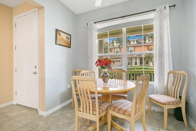 view of tiled dining room