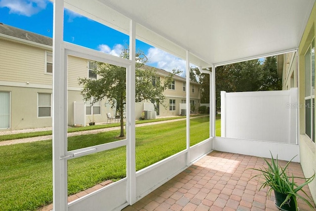 view of unfurnished sunroom